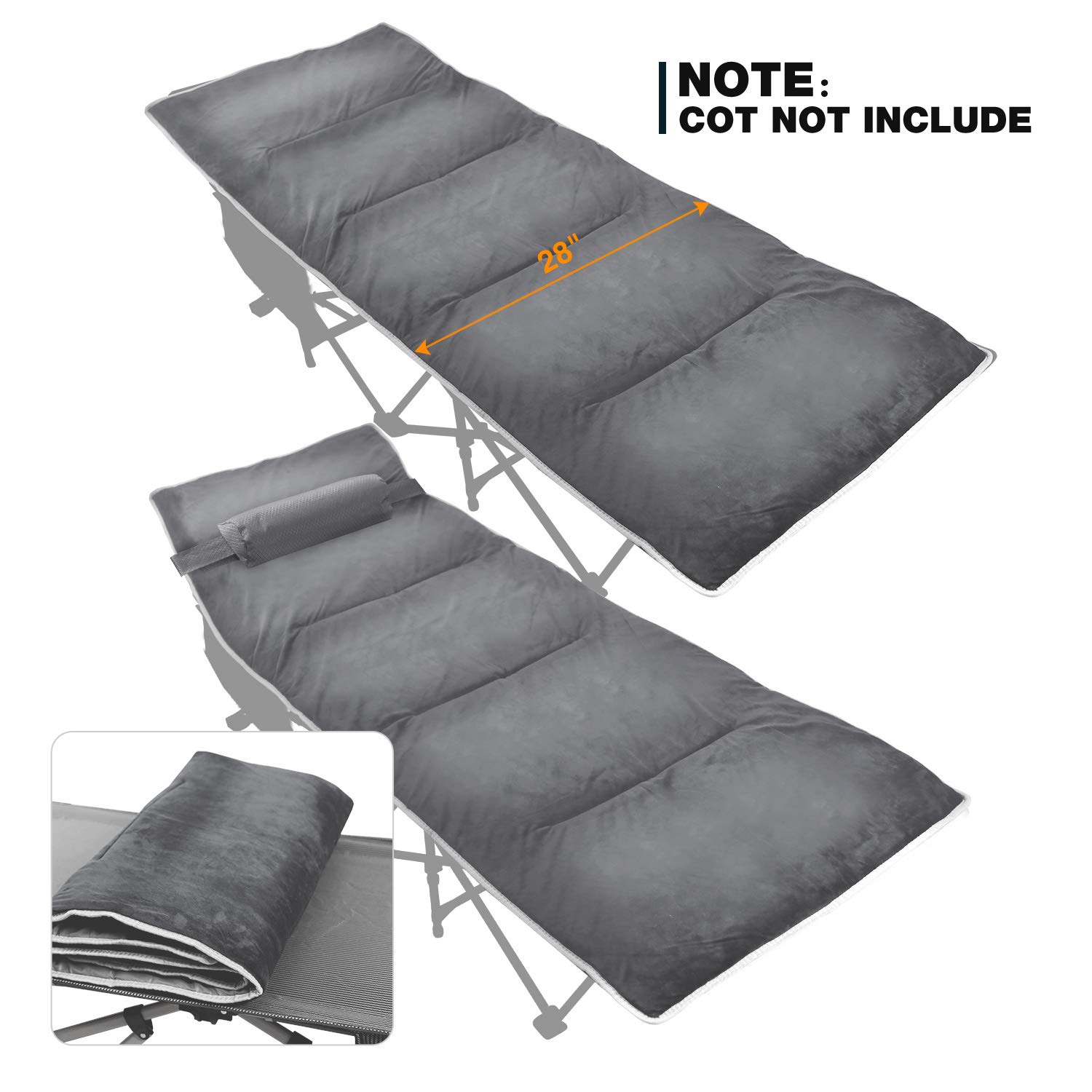 Camping Cot Mattress Folding Sleeping Pad Multipurpose Portable