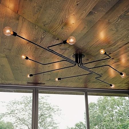 Industrial Edison 8 Lights Semi Flush Ceiling Light Vintage