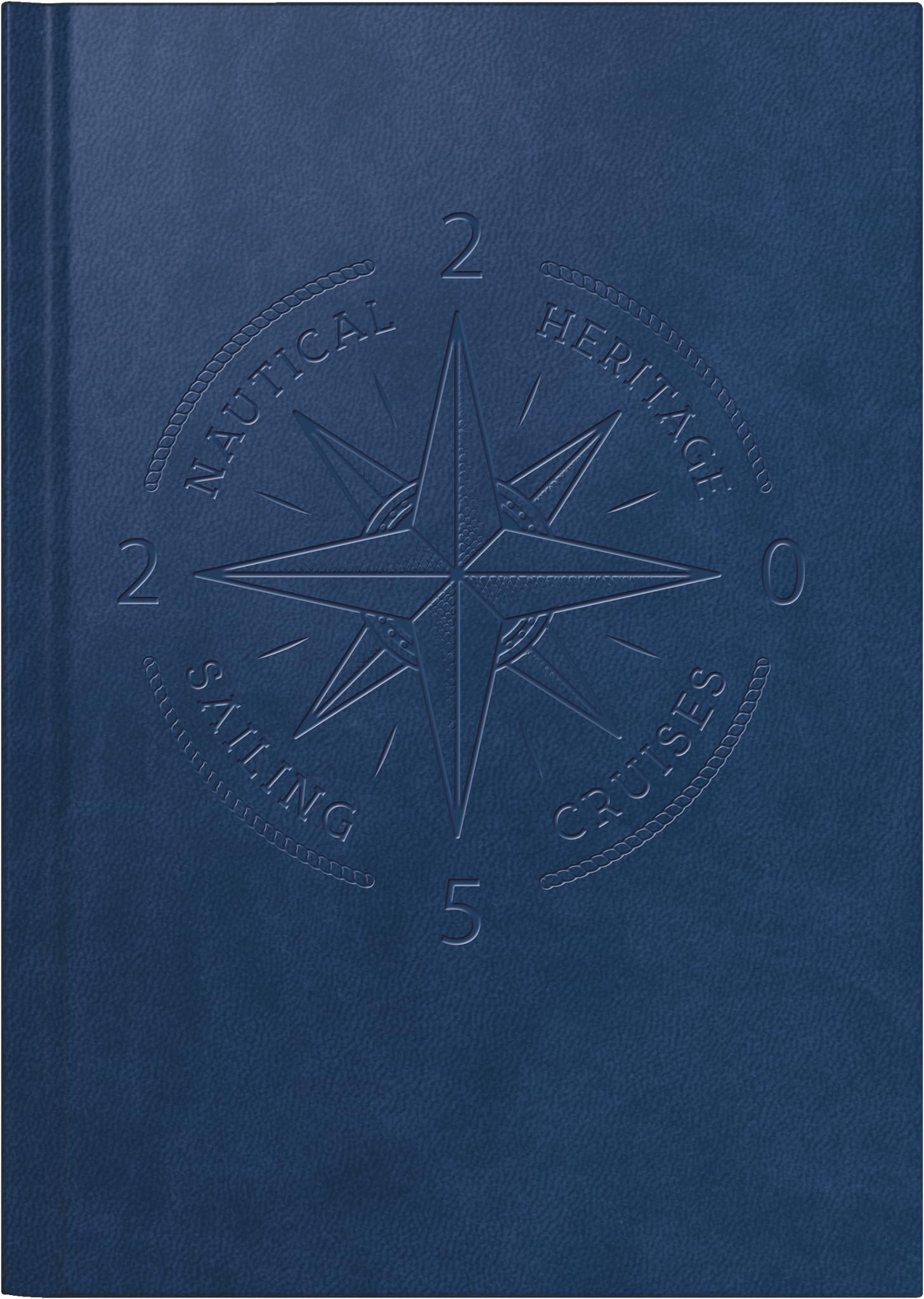 rido/idé Book Calendar Model Mentor (2025) "Nautic", 1 Page = 1 Day, A5, 352 Pages, Faux Leather Cover Trend, Blue