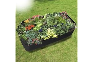 ALAPASTE 3x6FT Fabric Raised Planting Bed, Garden Grow Bags Herb Flower Vegetable Plants Bed Rectangle Planter,