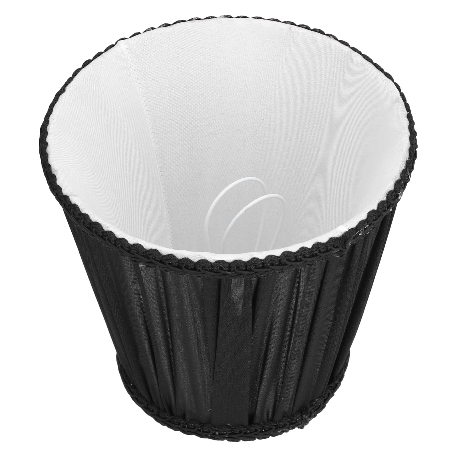Cyrank Black Rectangular Modern Lampshade Set of 3, Small Clip On Bulb E14, Black Lace Fabric, Suitable for Table, Wall, Chandelier Lamps
