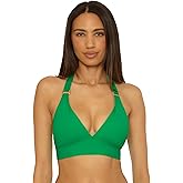 Soluna Swim Womens Sun Goddess Halter Bikini Top, Tummy Control, Adjustable, Tie Back, Swimwear Separates for Women
