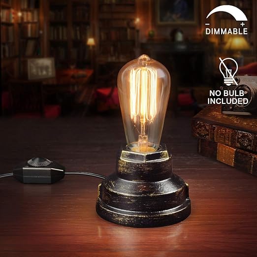 Industrial Steampunk Table Pipe Lamp Vintage Desk Lamp Edison Table Light Bedside Nightstand Lamp Edison Lamp Base Antique Night Light For Living Room Bedroom Kjlars Table Lamps