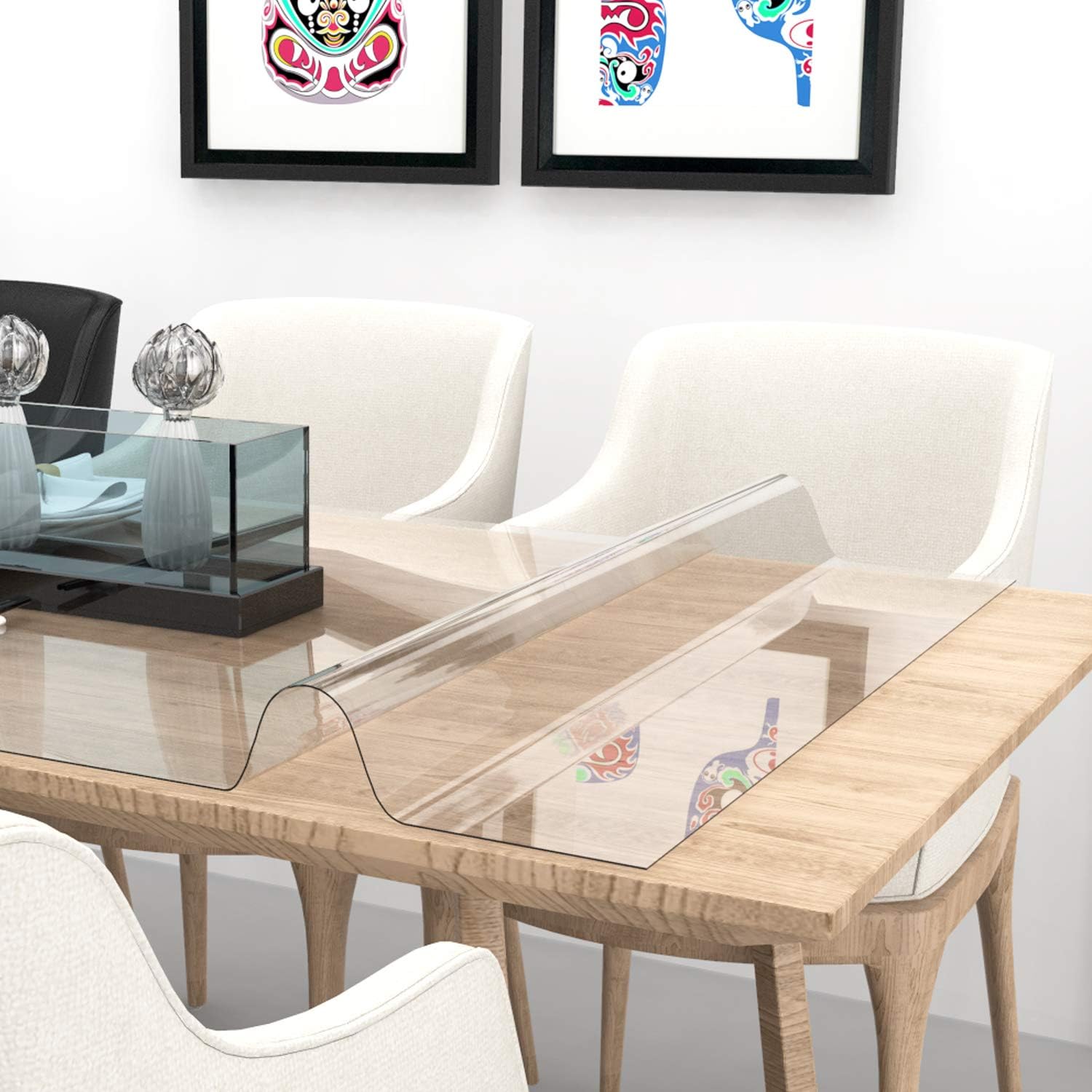 ETECHMART 20 x 48 Inch Table Cover Protector, 1.5mm Thick PVC Desk Pad, Plastic Clear Tablecloth Desk Mat, Waterproof Vinyl Table Top Protector for 4ft Coffee Table, Dining Table, Computer Desk