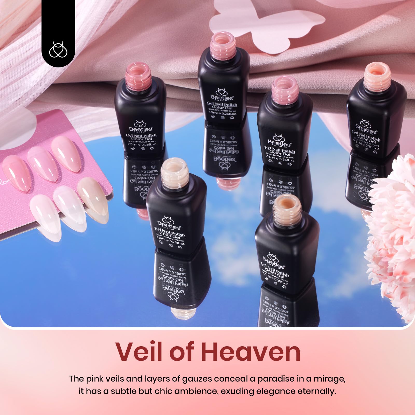 Beetles Spring Gel Nail Polish Set, 6 Colors Jelly Gel Polish Nude Pink Neutral Nail Art Design Translucent Gel Nail Kits Soak Off Uv Nail Lamp Cured Nail Manicure for Women - Image 2