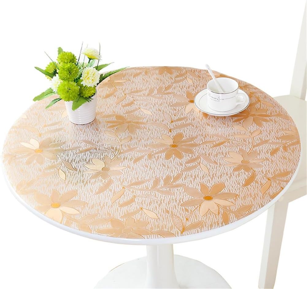 ADDMAT® Tablecloth Pvc European Style Gold Round Table Cloth Waterproof Oilproof Not Wash Soft Glass Plastic Pad Hot Coffee Tablecloth , 70Cm