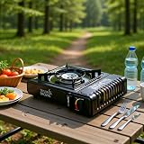 Taylor & Brown Black Portable Camping Stove EN417 with Case 4 Butane Gas view 2
