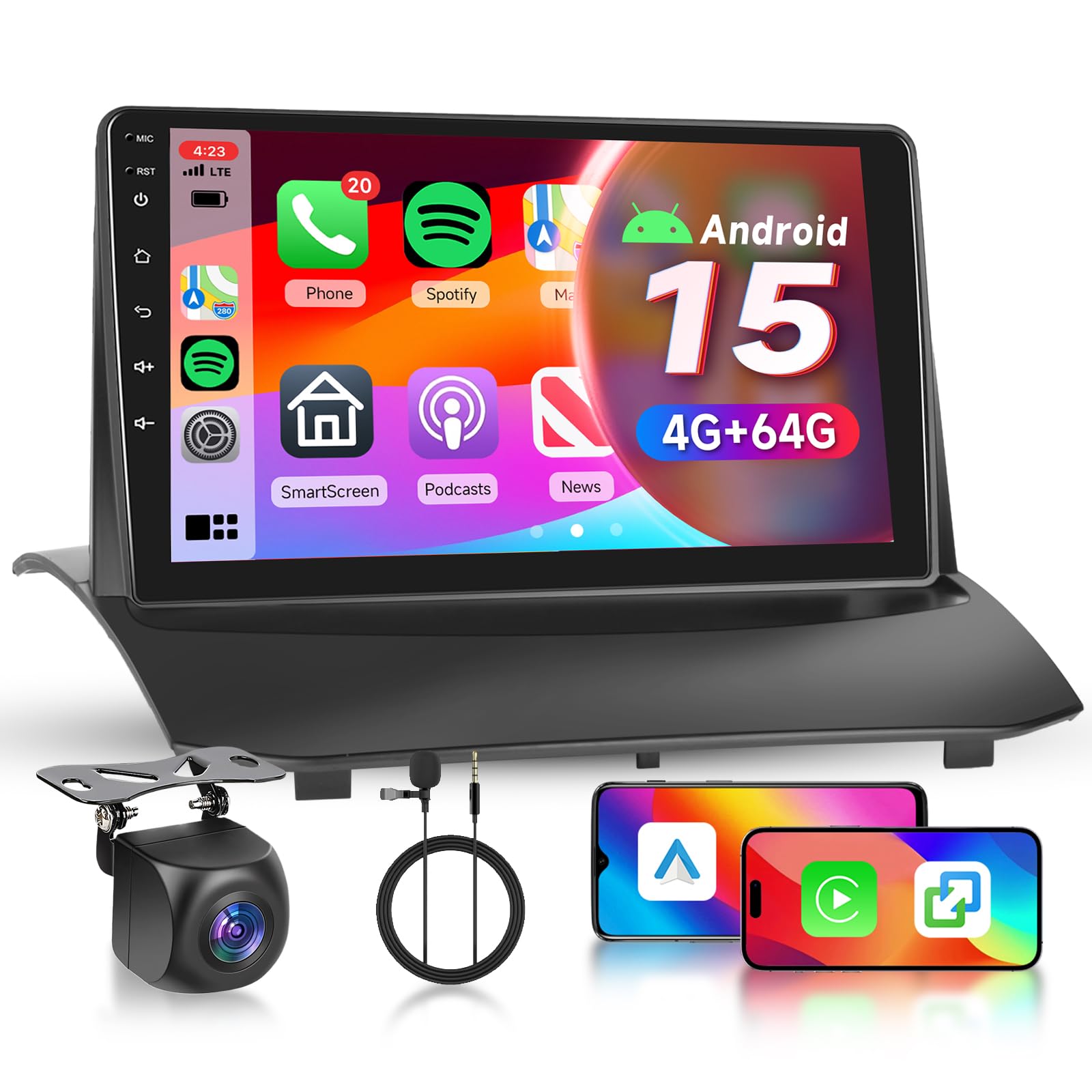 Photo 1 of [4G+64G] Android Car Stereo for Ford Fiesta 2009-2014 with Wireless Carplay Android Auto, Hodozzy 9 inch Touch Screen with GPS, Mirror Link, Bluetooth, WiFi, DSP, FM/RDS Radio