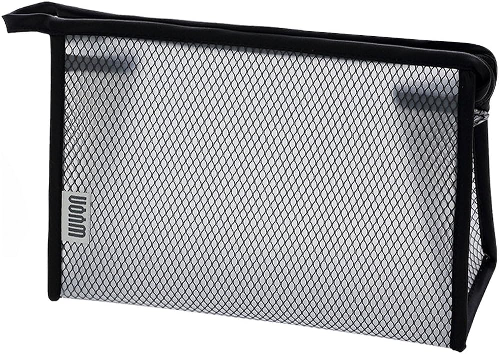 EL Clear Carry On Travel Toiletry Bag PVC Vinyl Zippered Luggage Toiletry Carry Pouch Travel Cosmetic Makeup Bag 1 Pack (Mesh)
