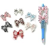 7PCS Bowknot Acrylic Beads for Beaded Pens, Polka Dot Bow Acrylic Focal Bead for Keychain Making, Creative Fancy Beads for Jewelry DIY Handmade Crafts Necklace Bracelet Lanyard Accessories