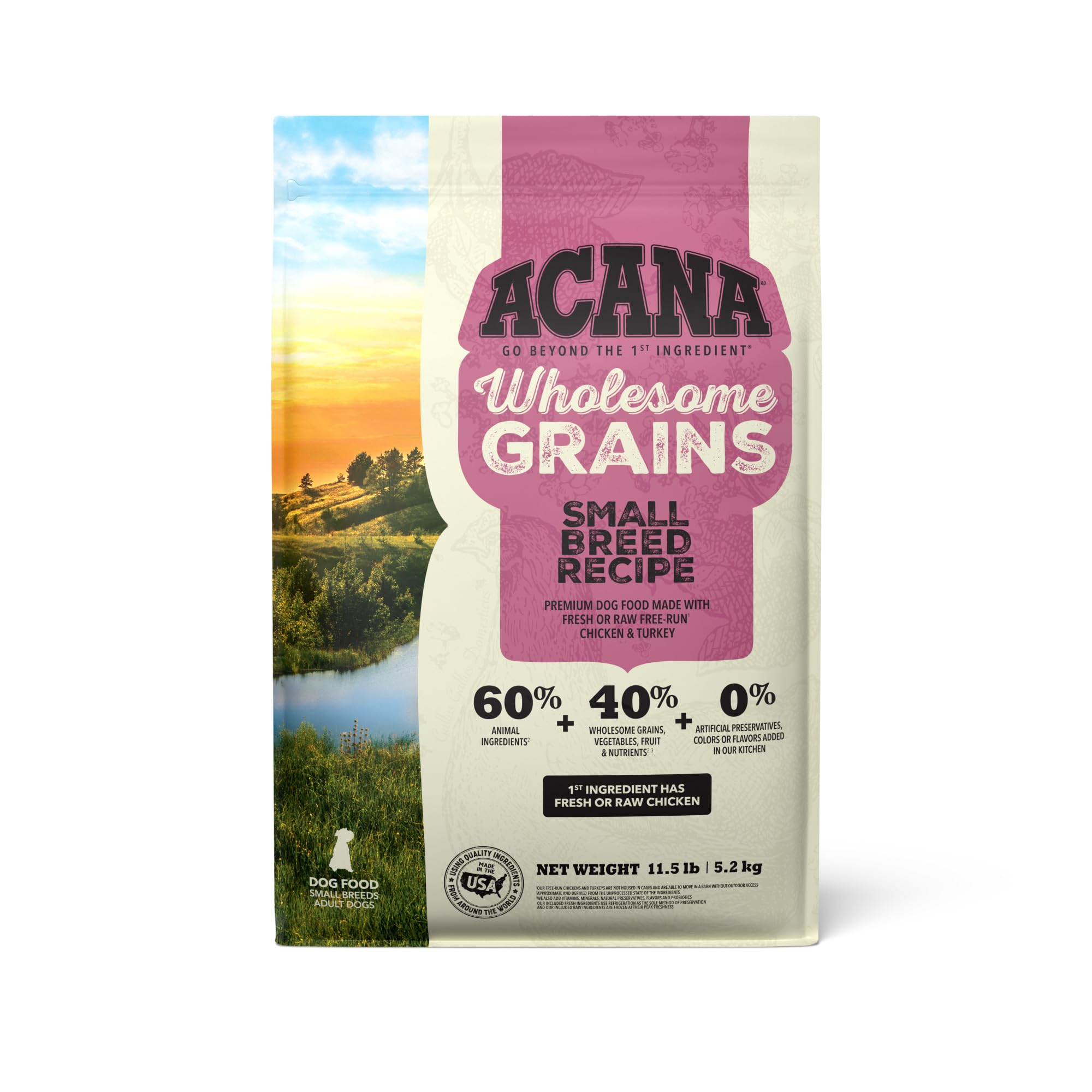 ACANA Wholesome Grains Dry Dog Food Small Breed Recipe Real Chicken Eggs and Turkey 11.5lb Bag Image