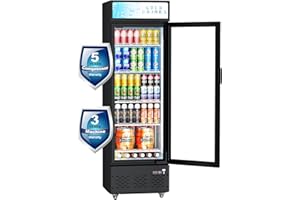 FreezLabs Glass Door Refrigerator Commercial Beverage Refrigerators with LED Light, 12 cu.ft and 5 Shelves, Display Refrigerator for Cafe Restaurant Store Bar, ETL/NSF Approved, 3-years Warranty