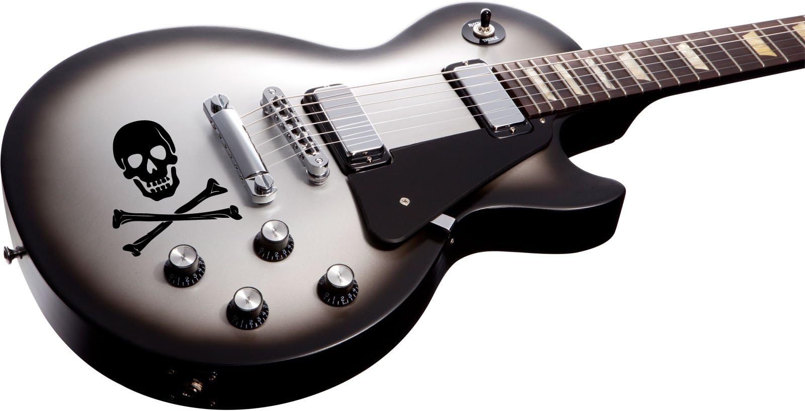 SKULL Guitar Body Decal Sticker Graphic for Electric & Acoustic, Black
