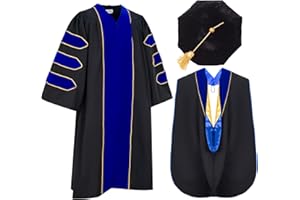 GRADFTY Deluxe Doctoral Graduation Gown + Tam + Hood for Adult Doctoral Graduates