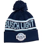 Busch Light Mountain Logo Jacquard Knit Pom Beanie Blue