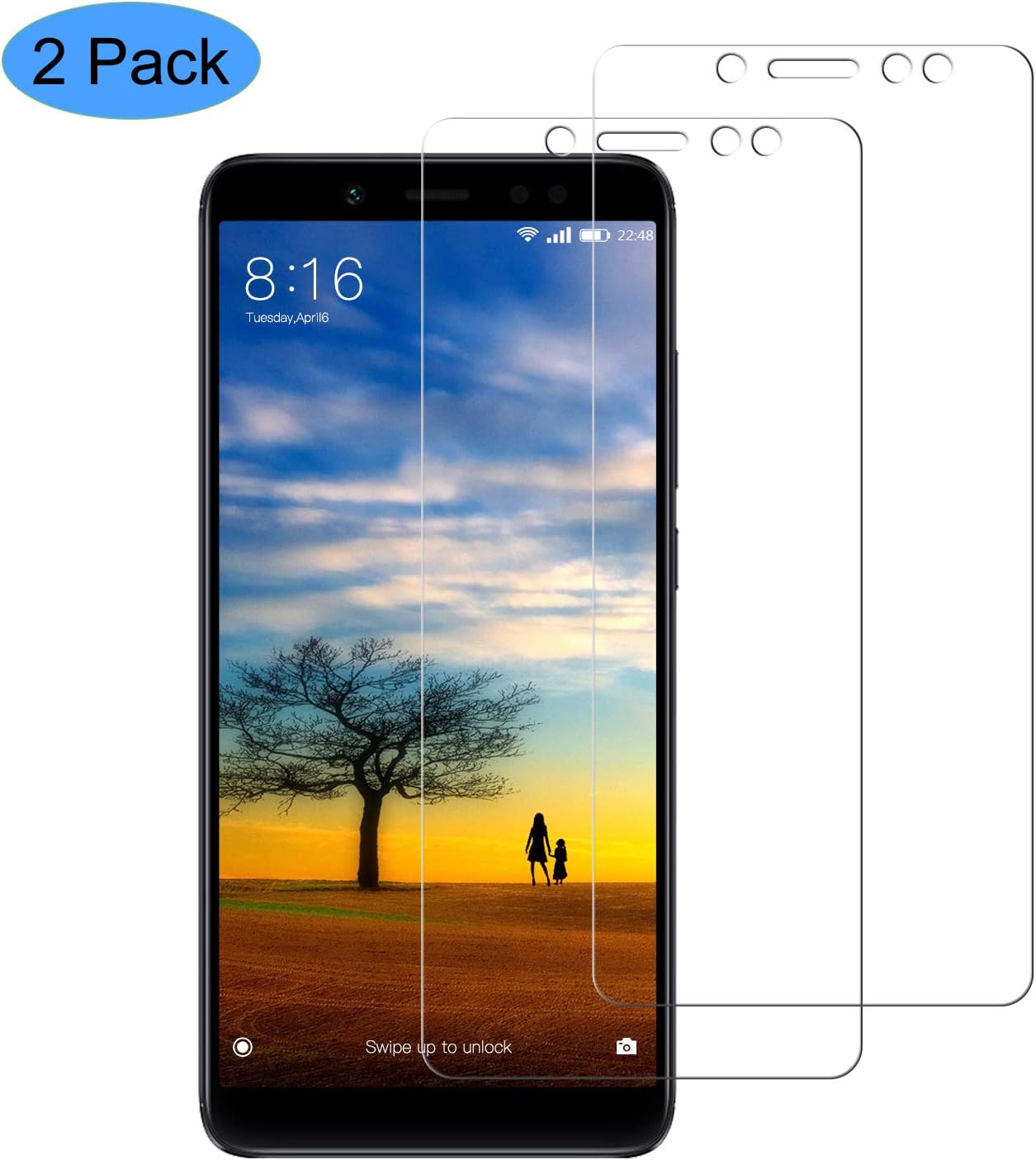CNXUS [2 Pack] Screen Protector Compatible for Xiaomi Redmi Note 5, Xiaomi Redmi Note 5 Tempered Glass Film Ultra Clear 9H Hardness Anti-Oil, Scratches and Fingerprints Bubble-Free