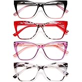 EYEURL 4-Pack Cat Eye Reading Glasses for Women Blue Light Glasses Stylish Computer Readers for Women