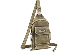 Wrangler Men's Sling Backpack Purse Crossbody Shoulder Bag with Adjustable Strap Vegan Leather Crossbody Bags for Men Women