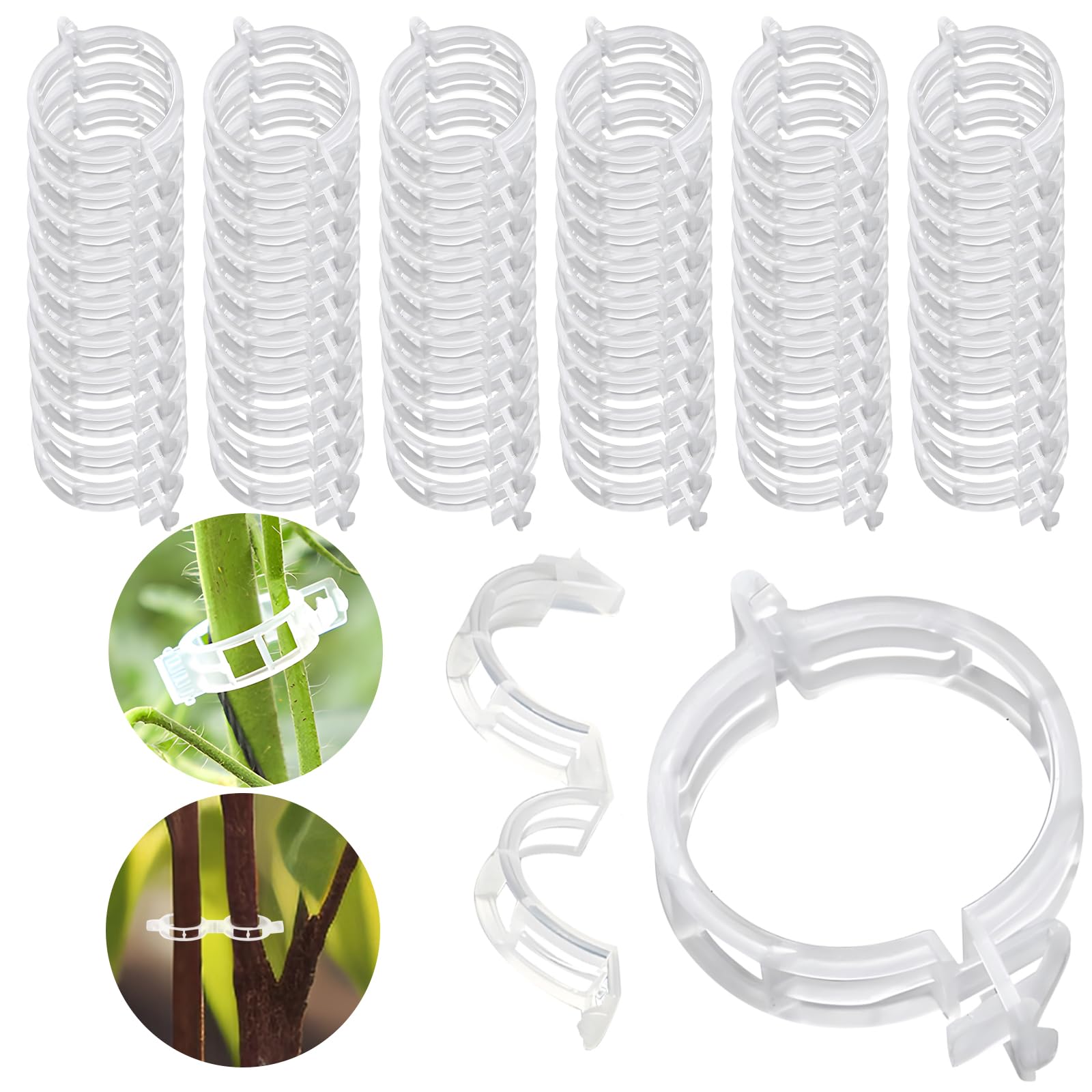 shallyong Plant Support Clips, 300 Pieces Growth Support Clips, Plant Support Clips, Vegetable Clips, Plant Clips, for Grafting Gardening, Tomato Vegetable Clips