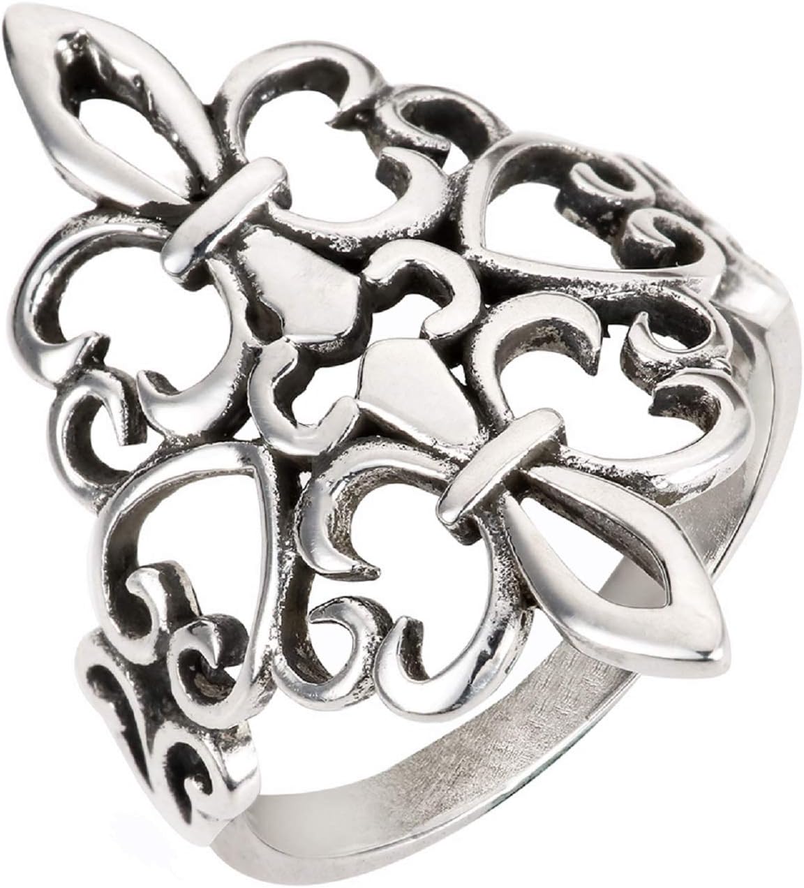 Sterling Silver Noble Fleur De Lis Ring (Sizes 4-15)