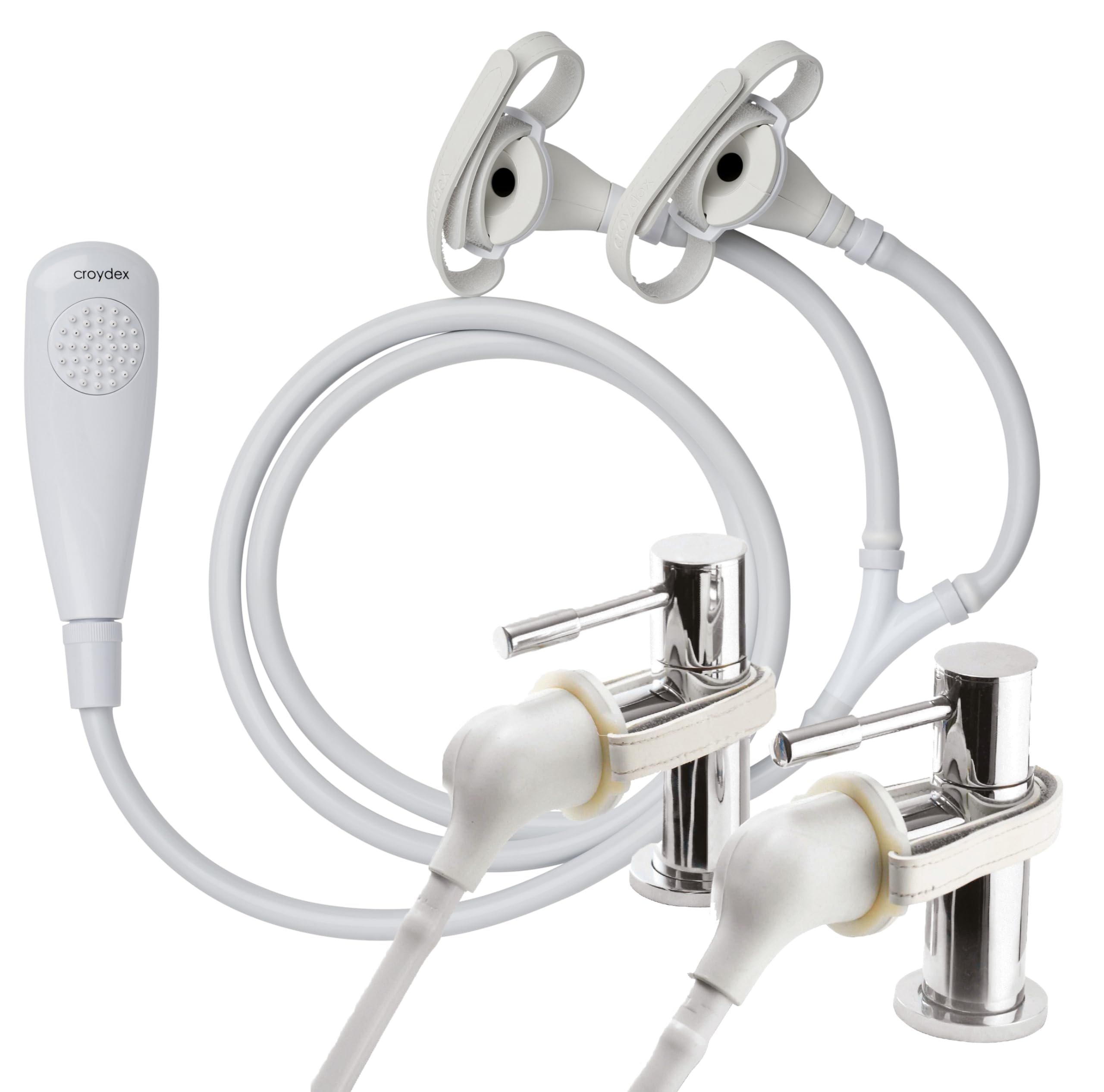 Croydex Removeable Push-Fit Secura Bath Shower Set, White — image 1