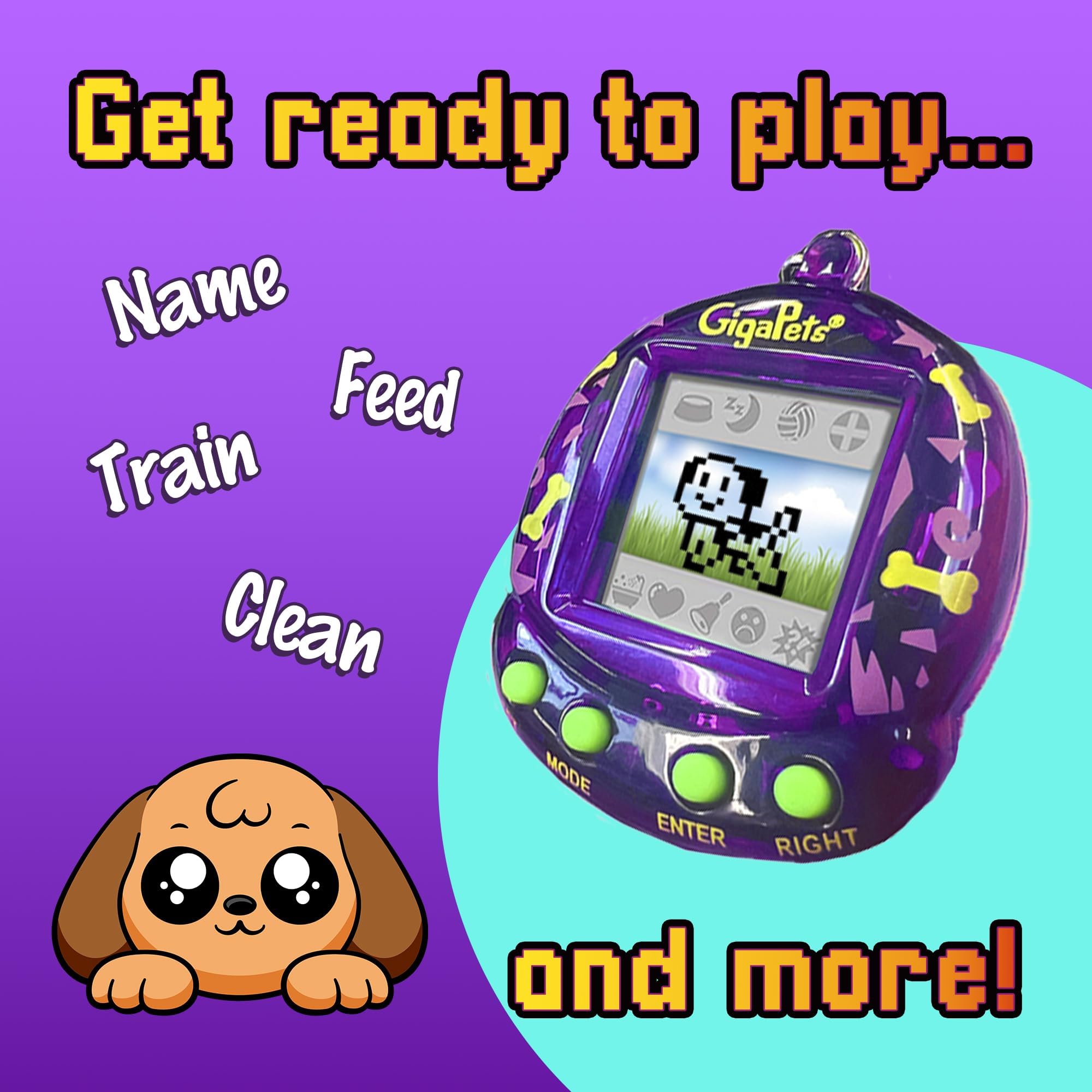 Giga Pets 2-in-1 Interactive Digital Pet Puppy Dog, Collector’s Edition Virtual Pets for Kids, 90’s Gaming Gift for Boys and Girls