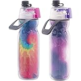 O2COOL Mist 'N Sip Misting Water Bottle 2-in-1 Mist And Sip Function With No Leak Pull Top Spout Reusable Sports Water Bottle - 20 oz (Tie Dye/Celestial Purple)