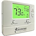 Ecostar energy Non-Programmable Digital Thermostat for Home, up to 1 Heat/1 Cool with Large LCD Display, Compatible with Single Stage Electrical and Gas/Oil System, White