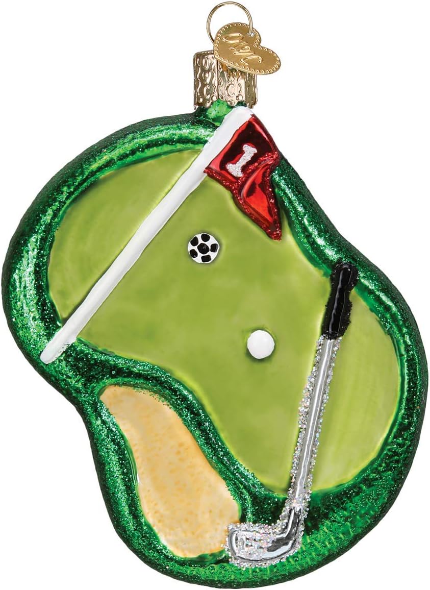 Ornaments - Old World Christmas Putting Green Glass Ornament Free Box 44156 New