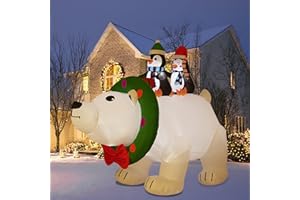 HYRIXDIRECT 8FT Giant Christmas Inflatable Polar Bear Decorations Outdoor Christmas Inflatables with Led Lights for Holiday Yard Decor Christmas Xmas Indoor Outdoor Yard Decorations