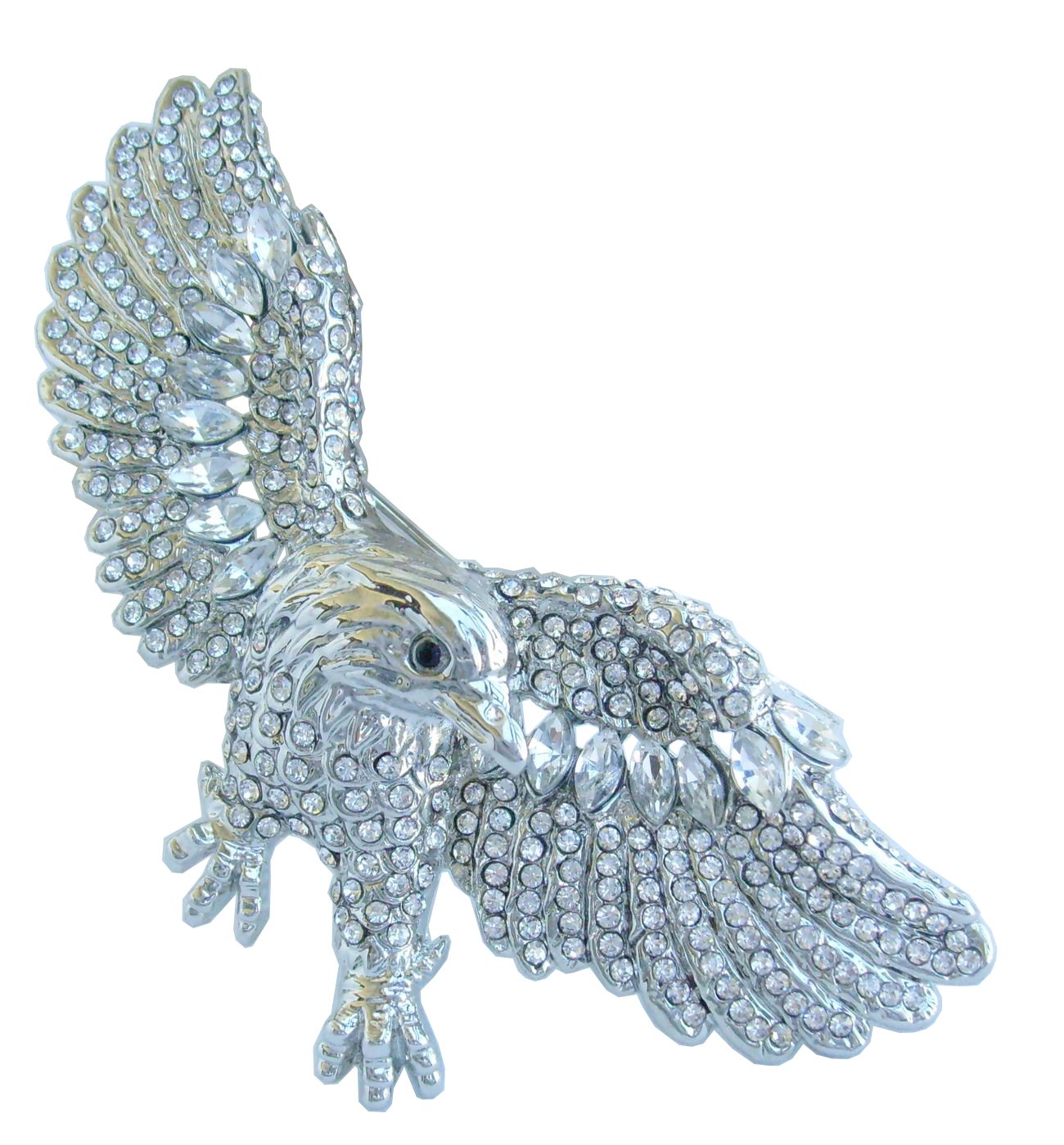 Sindary Unique 3.15" Bird Eagle Animal Brooch Pin Austrian Crystal Pendant UKB4717 (Silver-Tone Clear)