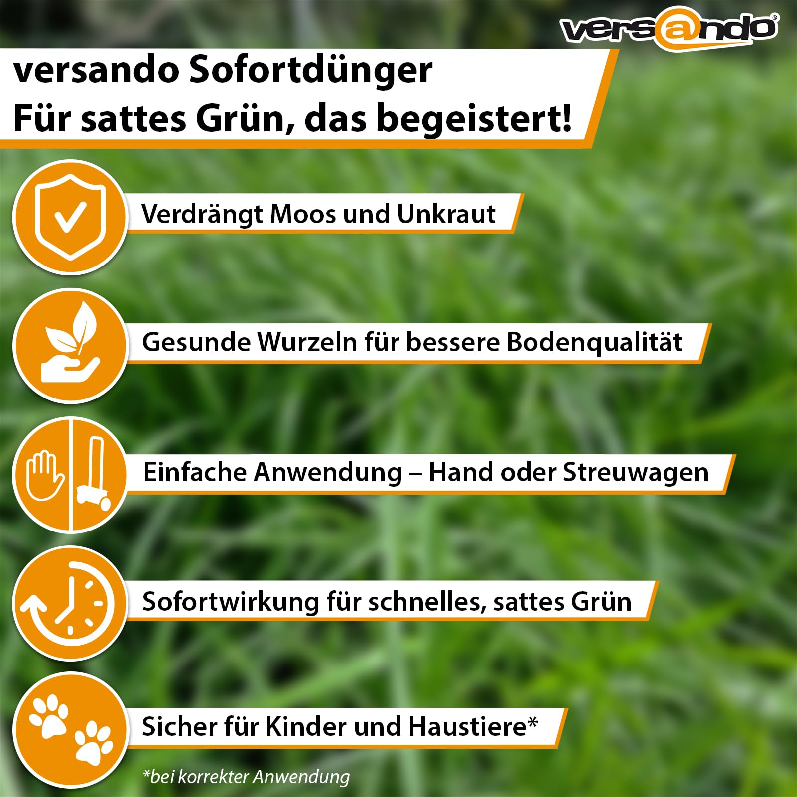 versando 10kg bis 500m² Rasendünger Sommer: verdrängt Moos und Unkraut für 3