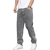 GORGLITTER Men's Baggy Jeans 90s Vintage Casual High Waist Regular Fit Denim Pants Jeans Hip Hop Streetwear Trousers