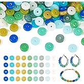 Craftdady 270Pcs Flat Round Spacer Beads - Colorful Disc Rondelle Slices Loose Imitation Glass Circle Coin Heishi Beads 6x2mm for DIY Crafts Earring Bracelet Jewelry Making Supplies