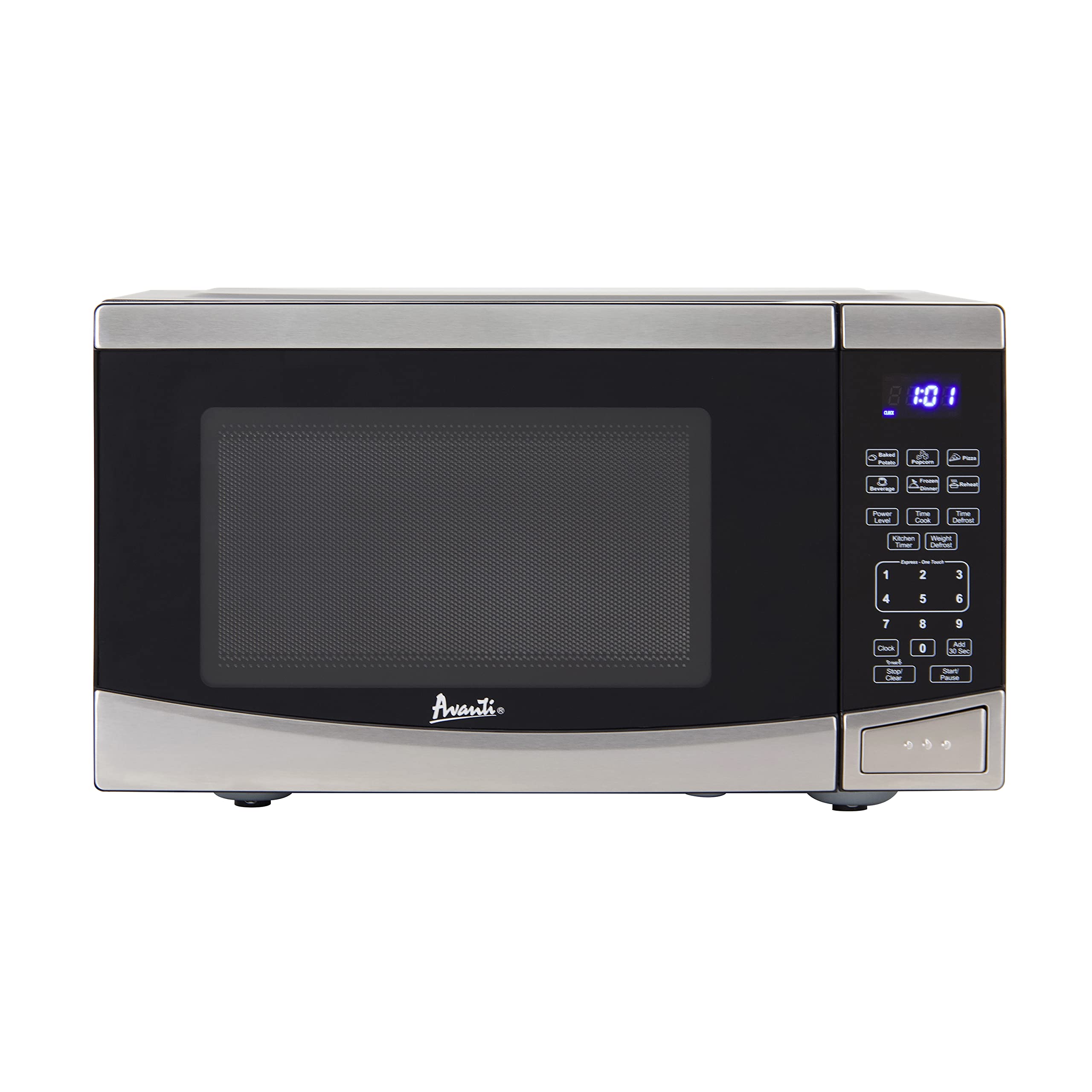 Avanti MT09V3S Microwave Oven 900-Watts Compact with 10 Power Levels and 6 Pre Cooking Settings, Speed Defrost, Electronic Control Panel and Glass Turntable, 0.9-Cu.Ft, Stainless Steel