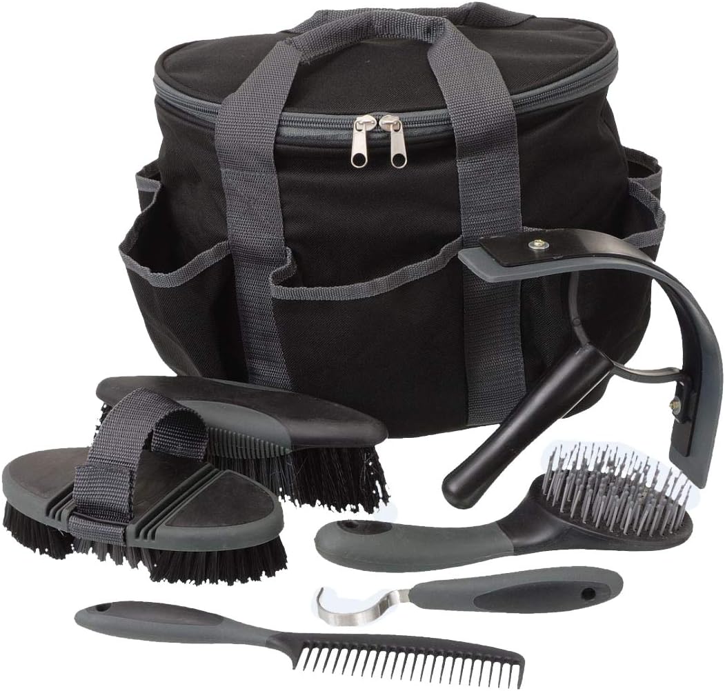 Tough 1 Horse Grooming Kit Set Great Grips Brushes Hoof Pick Sweat Scraper