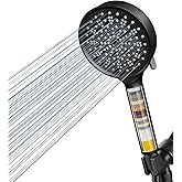 Cobbe Handheld Showerhead with Filter, High Pressure 6 Spray Pattern Showerhead with Holder, Hose and Water Softener Filters 