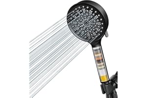 Cobbe Handheld Showerhead with Filter, High Pressure 6 Spray Pattern Showerhead with Holder, Hose and Water Softener Filters 