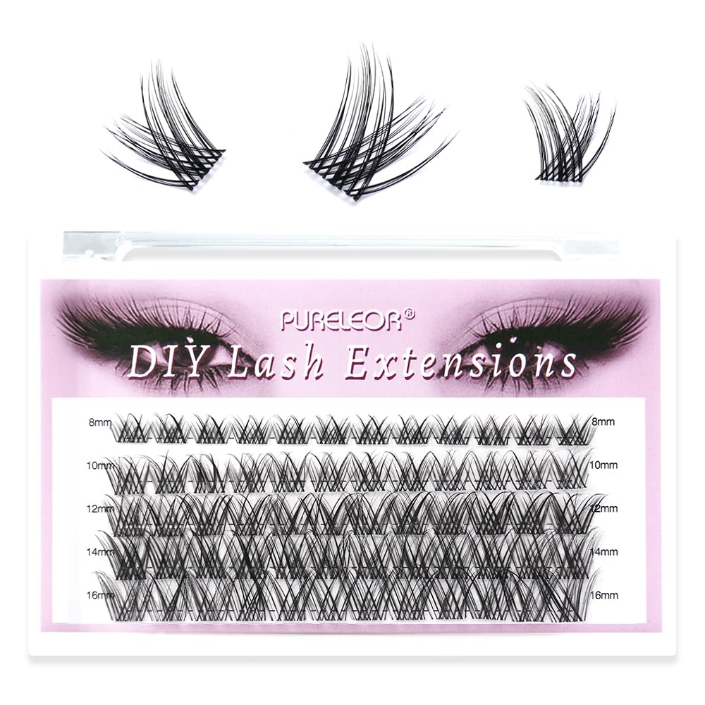 Cluster Lashes Clear Band Individual Lashes Natural Cluster Eyelash Extensions 3D DIY Individual Eyelashes Natural Long Reusable 60pcs(8-16mm Mixed FD66)