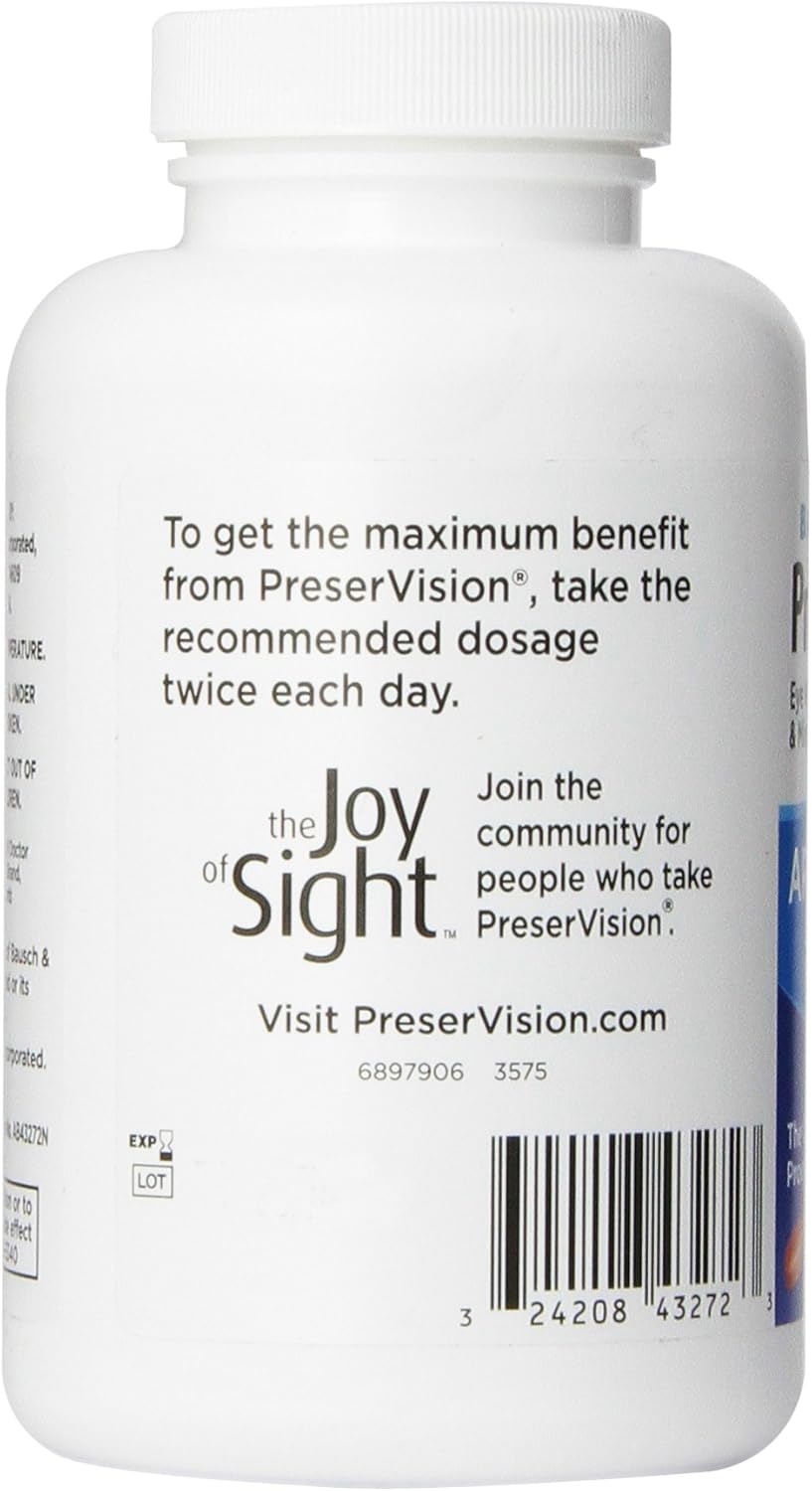Bausch + Lomb PreserVision AREDS Eye Vitamin & Mineral Supplement Tablets, 240 Count Bottle: Health & Personal Care