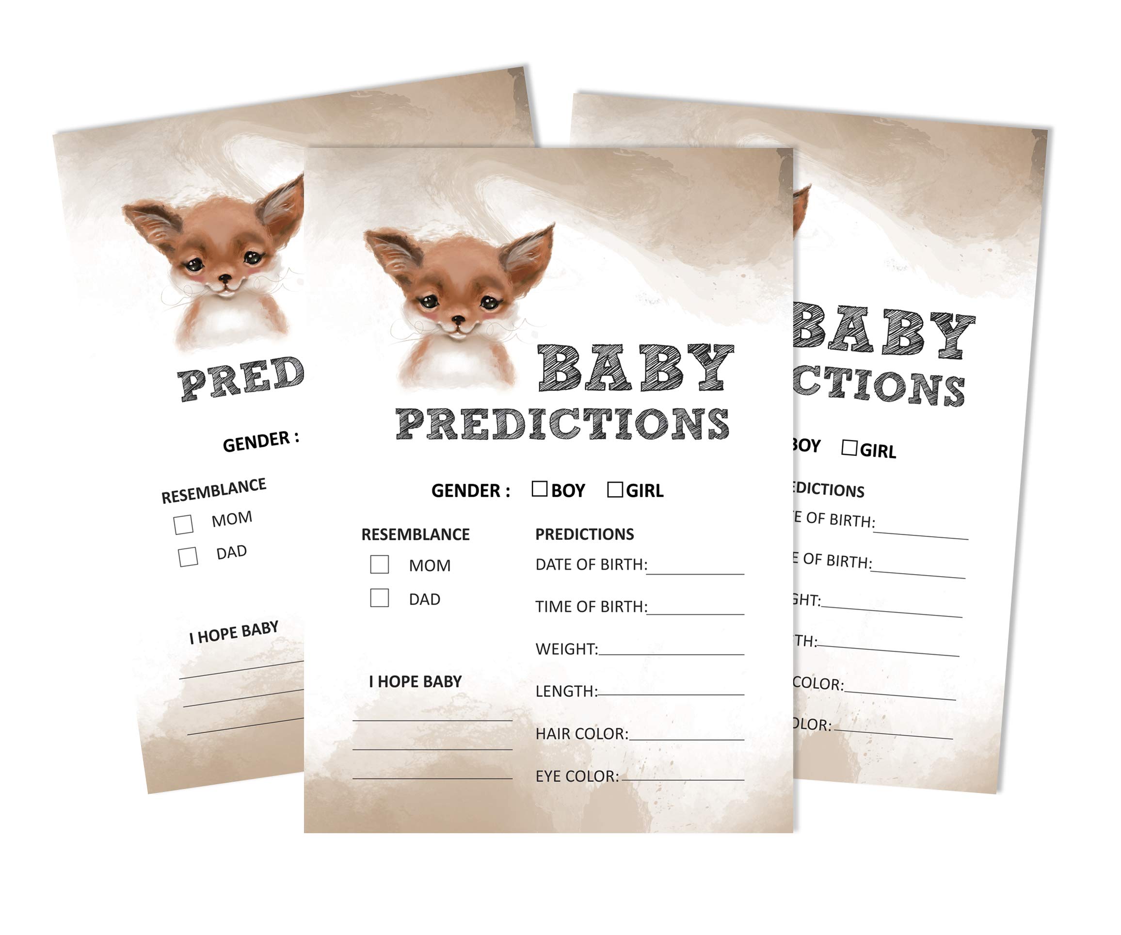 Inkdotpot 50 Prediction Cards For Baby Shower Game Fox Jungle Animals Party Supplies Fun Baby Shower Game Favors