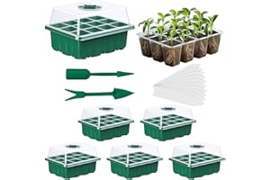 Seed Trays, 5 Pack Seedling Start Tray with Humidity Dome, Heavy Duty Plant Starter Kit and Base Mini Greenhouse Germination 