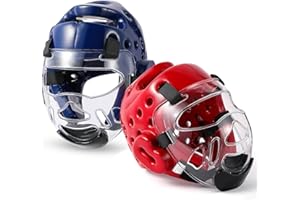 JellyArch 2 Pcs Taekwondo Karate Headgear with Face Shield Karate Sparring Gear Sparring Helmet Boxing Headgear for Adults Thai Kickboxing Taekwondo Karate