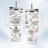 HYMONA My Daily Bible Affirmations Tumbler 40oz, Christian Tumbler for Women with Bible Verses, Insulated Travel Mug & Faith-Based Gift for Mom, Wife, Best Friend - Birthday Christmas Presents