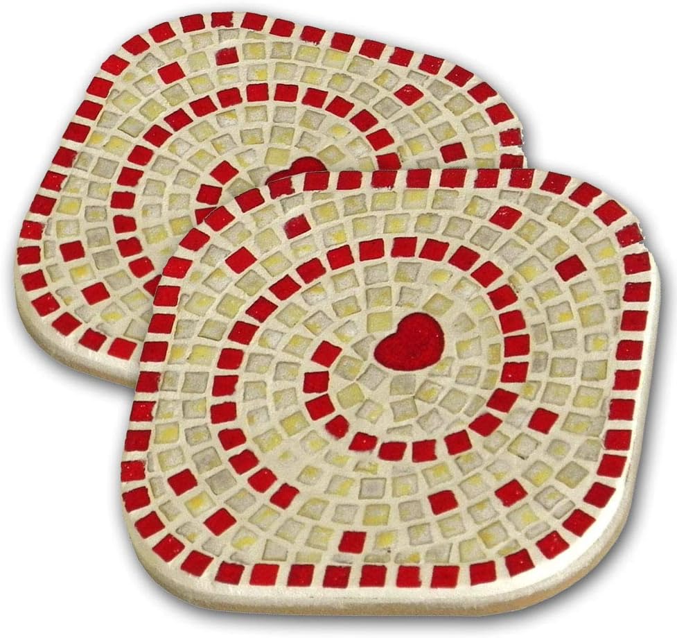 Create Your Own Masterpiece Mosaic Coasters Kit 2 Pieces White Red 10 cm