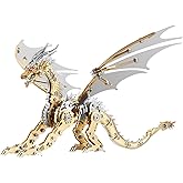 OreilleStar 3D Metal Dragon Puzzle, Mechanical Model Building Kit, Green and Red Assembly Puzzle for Adults Gift (Gold Dragon)