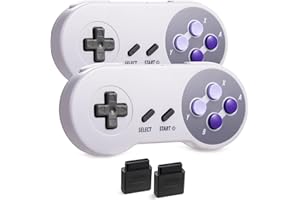 2 Pack MODESLAB 2.4 GHz Wireless Controller Gamepad Compatible for Retro SNES [7 Pin Connector] [Rechargeable] [Plug & Play] (Non PC USB Version)