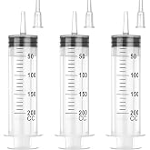 200ml Large Syringe Without Needle, Thick Liquid Transfer Syringe, 3 Pack | Individually wrapped syringes with smooth plunger movement for controlled dispensing and easy transfer of thick liquids