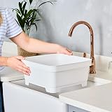 Minky 11L Washing Up Bowl with Plug & Strainer White UK Made view 5