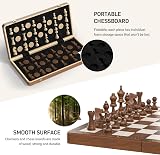 Sarr Klith 2IN1 Magnetic Chess & Checkers Set - 16" Wooden Foldable Travel Board view 4